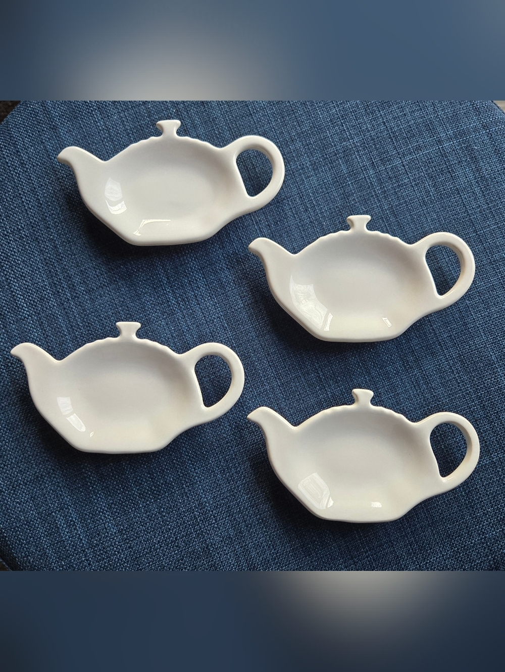 Set of 4 Le Creuset White Tea Bag Holders NEW